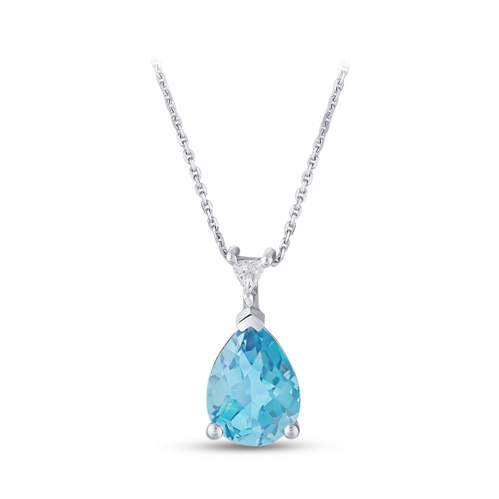 Blue Topaz Aquamarine Gemstones Zircon Diamonds Crystal Bowknot Pendant  Necklaces for Women 45CM Chain Jewelry Accessories Gifts - AliExpress